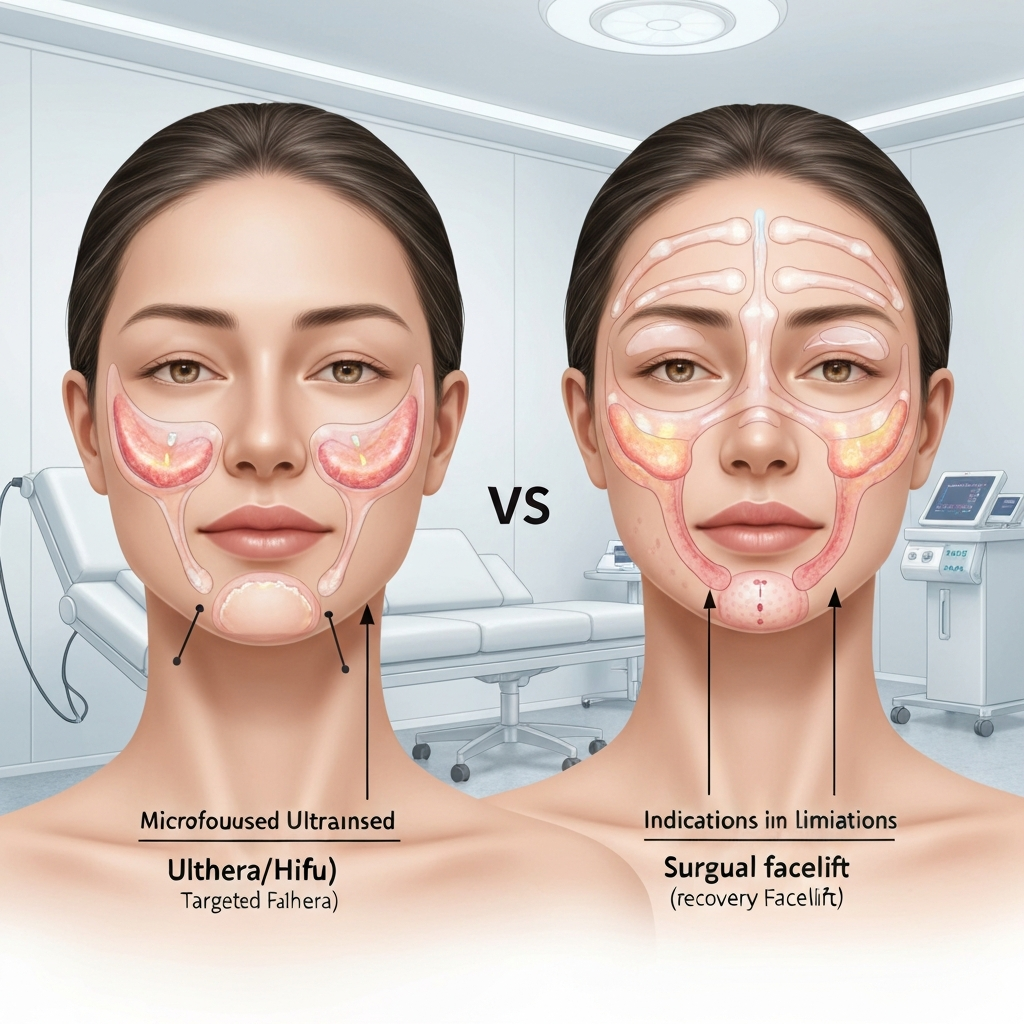 Microfocused Ultrasound (Ulthera/HIFU) vs Surgical Facelift