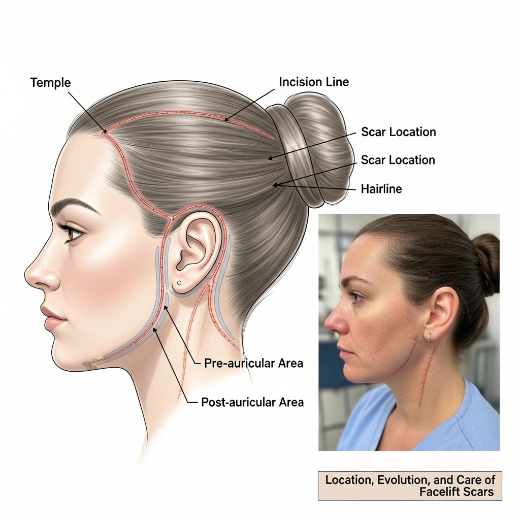 Cicatriz do Lifting Facial: Localização e Cuidados