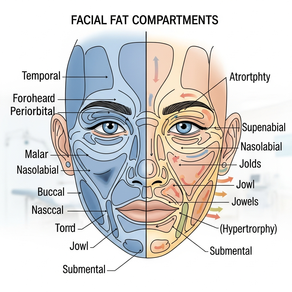 Gordura Facial e Envelhecimento: Compartimentos e Redistribuição